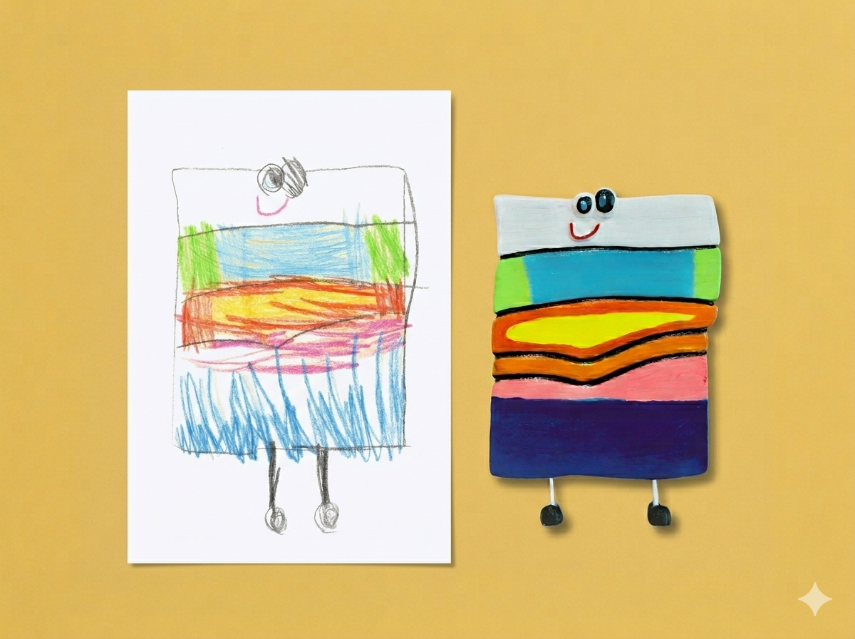Drawing to 3D rainbow character